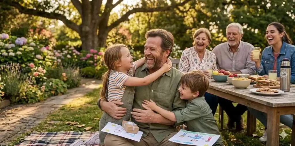 Family enjoying a joyful Father’s Day picnic