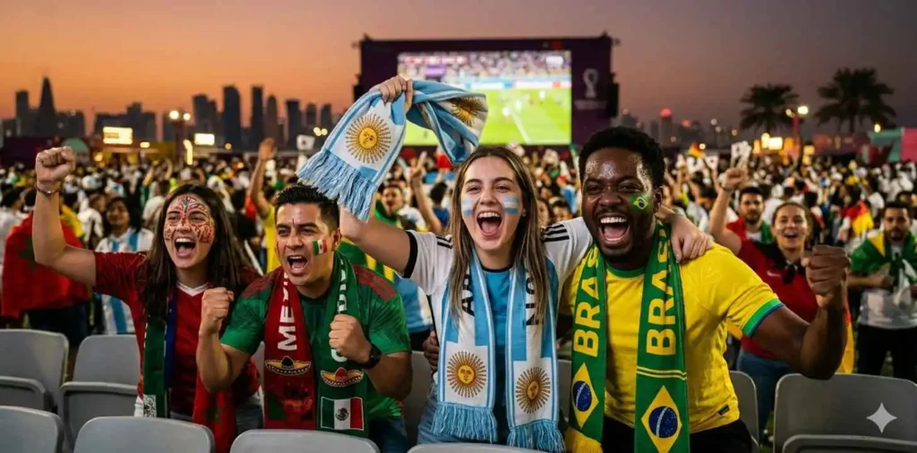 Fans cheering together during a football match