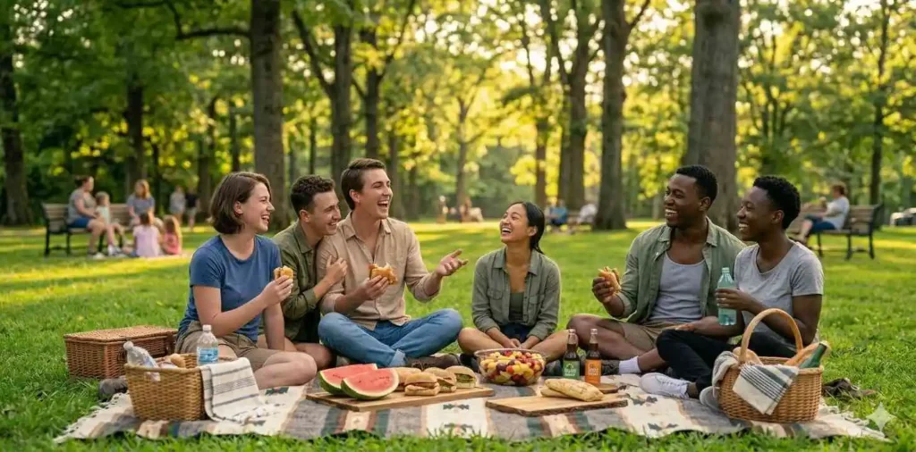 Family enjoying picnic in Tennessee park