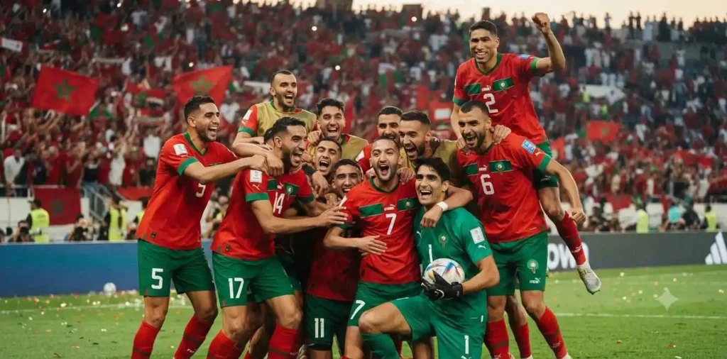 Fans celebrating Morocco football victory together