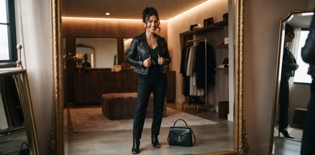 Woman smiling after a stylish makeover