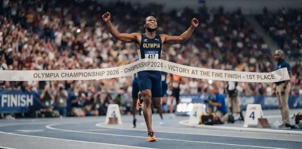 Athlete celebrating after crossing the finish line