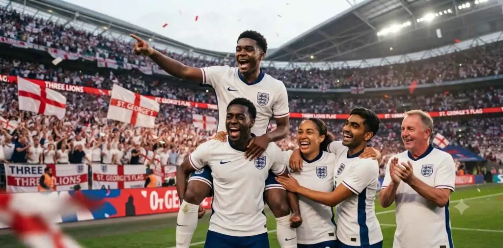 England fans celebrating football victory