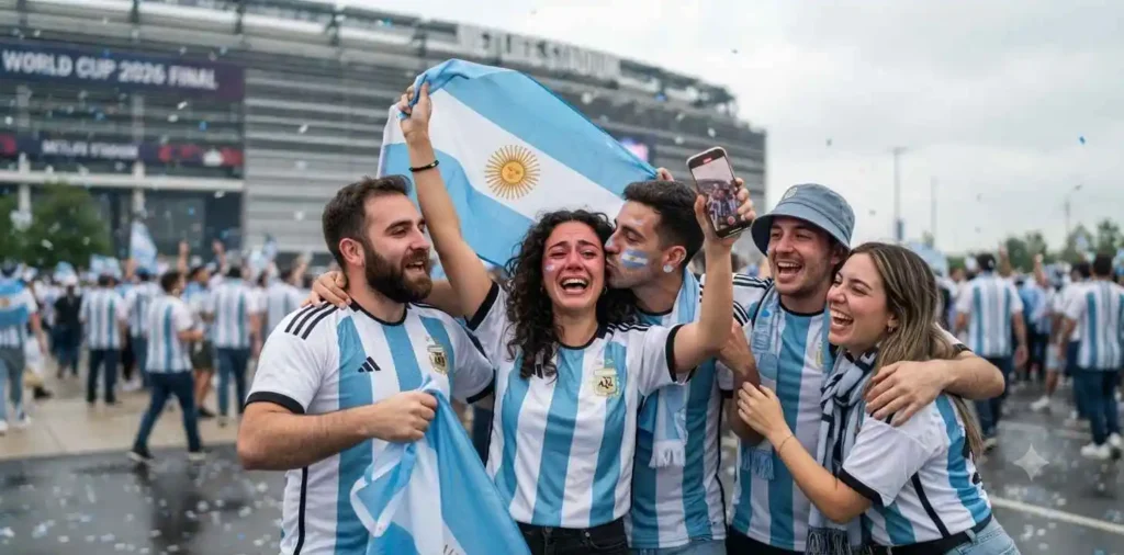 Argentina supporters celebrating outside the stadium