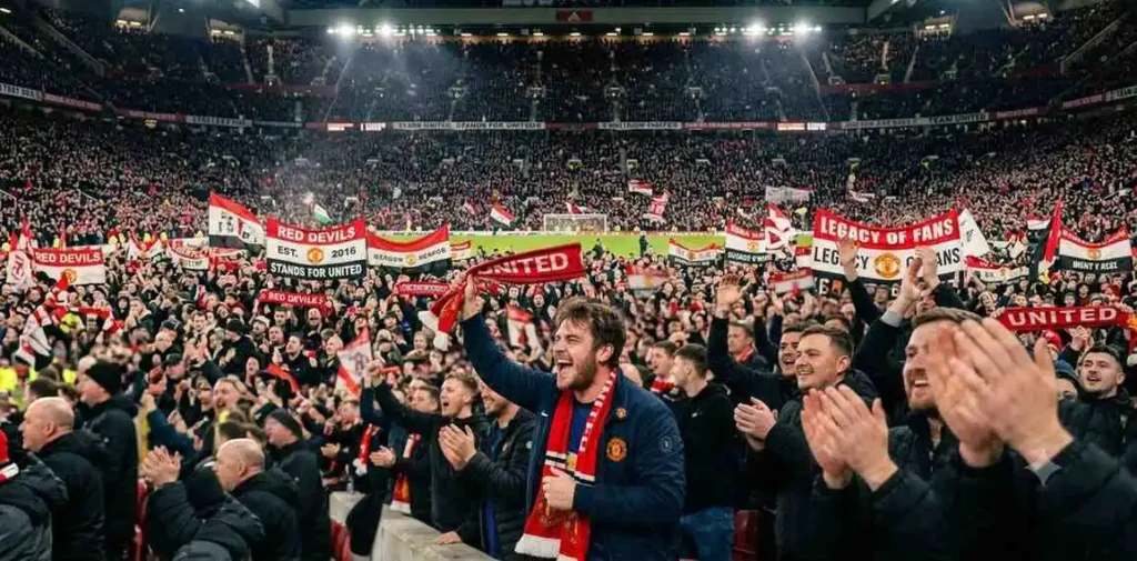 Passionate football fan celebrating team victory