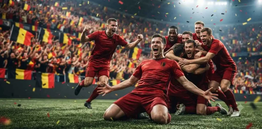Football players celebrating after scoring