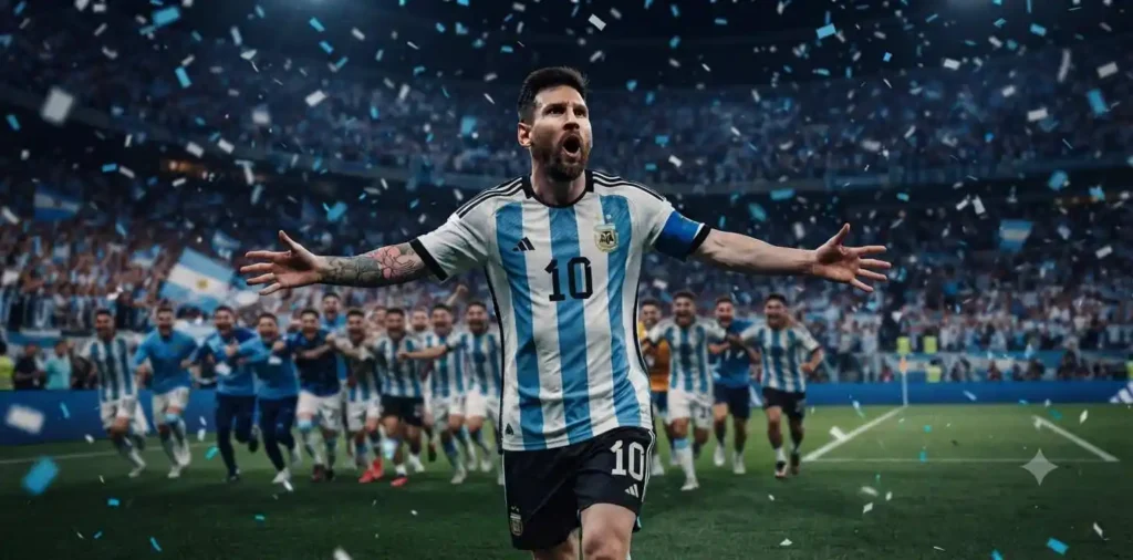 Football player celebrating after scoring a goal