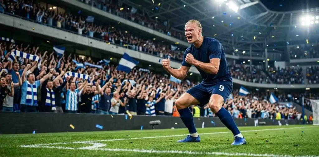 Football fan celebrating after an amazing goal
