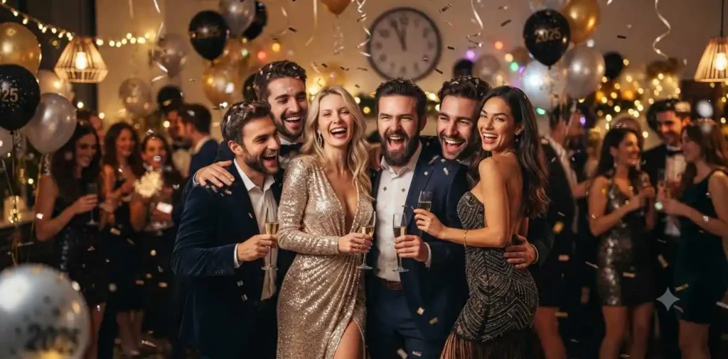 Friends counting down to midnight together