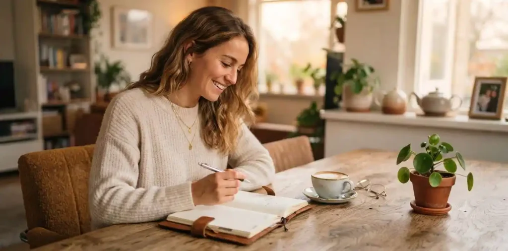 Woman enjoying coffee before starting her day