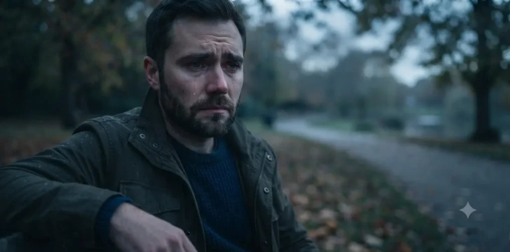 Man sitting alone after relationship heartbreak