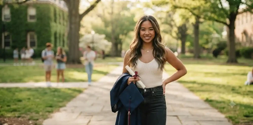 Senior student posing outdoors for portrait