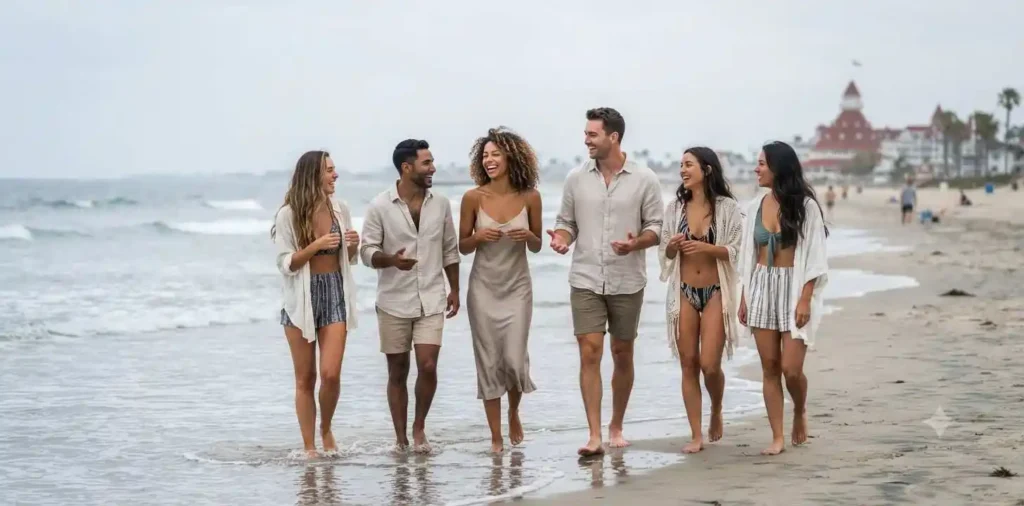 Friends enjoying Coronado Beach together