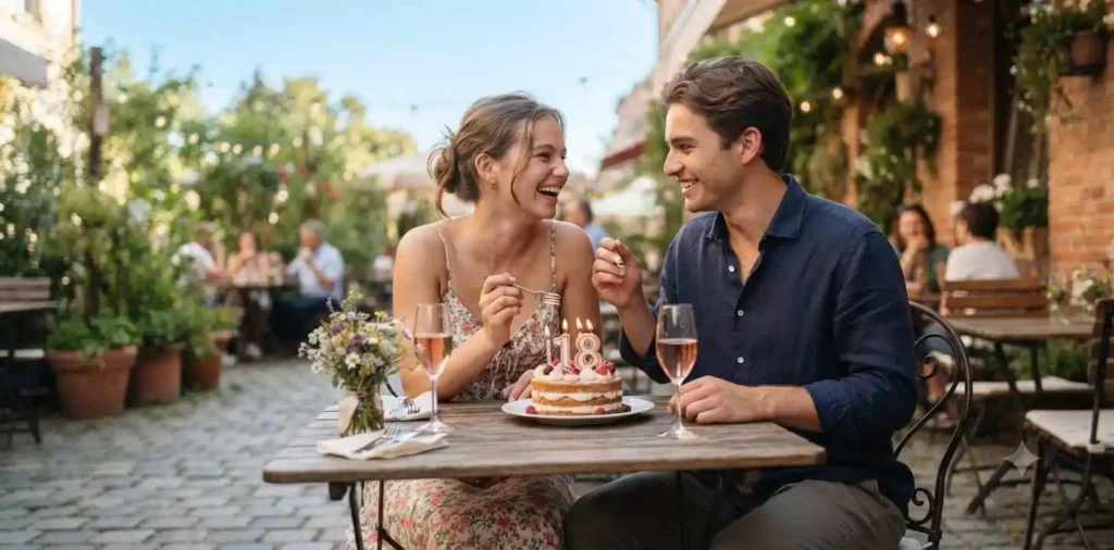 Young couple celebrating an eighteenth birthday together