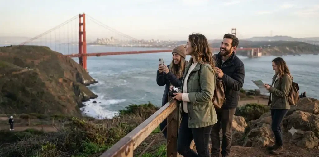 Golden Gate Bridge scenic bay view